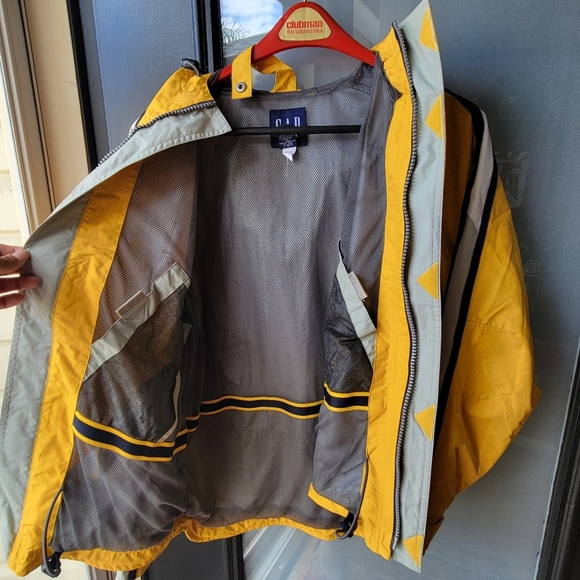 VINTAGE GAP REFLECTIVE RACING STRIPED HOODED WINDBREAKER JACKET XS STRIPED - Picture 6 of 14